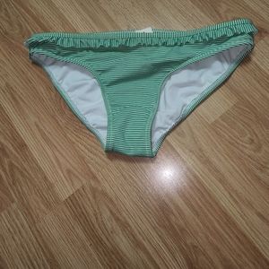 Xhilaration Green Striped Bikini Swim Bottoms L NWT